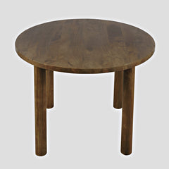 Dining Table, Round Solid Mango Wood, 42 Inch, Brown