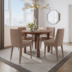Dining Table, Round Solid Mango Wood, 42 Inch, Brown
