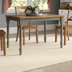 Dining Table, Seats 4, Solid Wood with Gray Base
