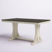 Dining Table, Seats 6, Brown Top with Antique Gray Trestle Base