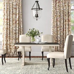 Dining Table, Seats 6, Brown Top with Antique Gray Trestle Base