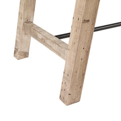 Dining Table, Seats 6, Natural Reclaimed Pine with Metal Stretchers