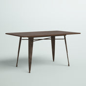 Dining Table, Seats 6, Solid Bamboo Top, Espresso, Steel Legs