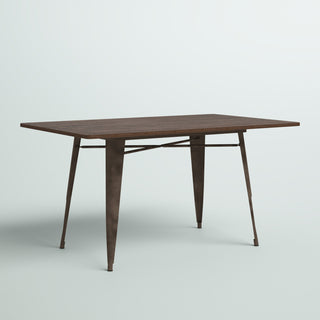 Dining Table, Seats 6, Solid Bamboo Top, Espresso, Steel Legs