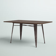 Dining Table, Seats 6, Solid Bamboo Top, Espresso, Steel Legs