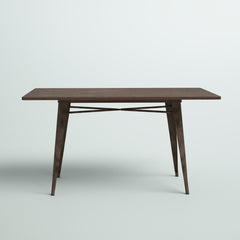 Dining Table, Seats 6, Solid Bamboo Top, Espresso, Steel Legs