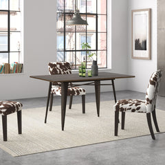Dining Table, Seats 6, Solid Bamboo Top, Espresso, Steel Legs
