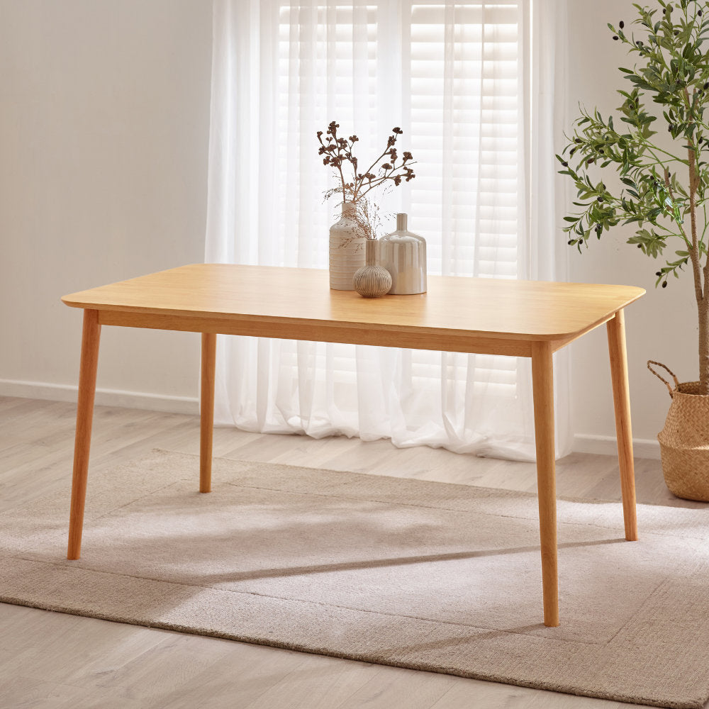 Dining Table, Seats 6, Solid Rubberwood in Oak