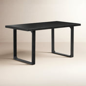 Dining Table, Solid Mango Wood, 60 in W, Black, Trestle Base