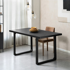 Dining Table, Solid Mango Wood, 60 in W, Black, Trestle Base