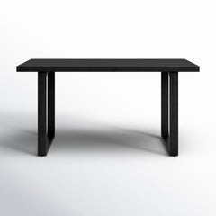 Dining Table, Solid Mango Wood, 60 in W, Black, Trestle Base