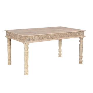 Dining Table, Solid Mango Wood, 60 x 36 Inch, White