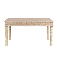 Dining Table, Solid Mango Wood, 60 x 36 Inch, White