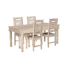 Dining Table, Solid Mango Wood, 60 x 36 Inch, White