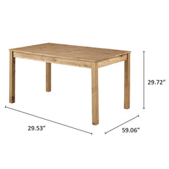 Dining Table, Solid Pine, 59.06 Inch Rectangular, Antique Brown Top