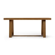 Dining Table, Solid Pine with Trestle Base, Pecan Wirebrush