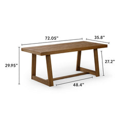 Dining Table, Solid Pine with Trestle Base, Pecan Wirebrush