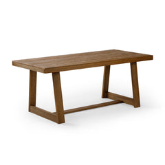 Dining Table, Solid Pine with Trestle Base, Pecan Wirebrush