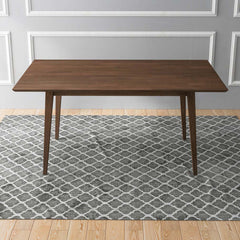 Dining Table, Solid Rubberwood, 63 Inch, White Top, Brown Base