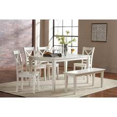 Dining Table, Solid Rubberwood in Dark Brown with Paperwhite Base
