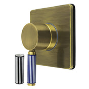 Diverter Valve, Verona, Three-Way with Square Trim Kit in Antique Brass