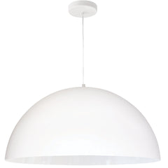 Dome Pendant Light, 20 Inch Metal Shade, Matte White