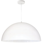 Dome Pendant Light, 20 Inch Metal Shade, Matte White