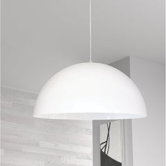 Dome Pendant Light, 20 Inch Metal Shade, Matte White
