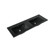 Double Basin Vanity Sink Top, 48 Inch, Top-Mount in Glossy Black