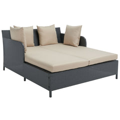 Double Chaise with Woven Plastic Frame and 2 Sand Cushions