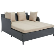 Double Chaise with Woven Plastic Frame and 2 Sand Cushions