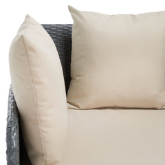 Double Chaise with Woven Plastic Frame and 2 Sand Cushions