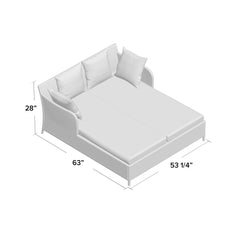 Double Chaise with Woven Plastic Frame and 2 Sand Cushions