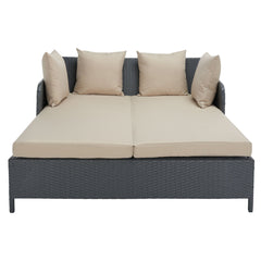 Double Chaise with Woven Plastic Frame and 2 Sand Cushions
