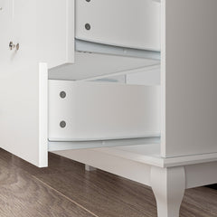 Double Dresser, 10 Drawers, Solid and Manufactured Wood, White/Silver