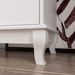 Double Dresser, 10 Drawers, Solid and Manufactured Wood, White/Silver