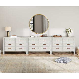 Double Dresser, 18 Fabric Drawers, Solid and Manufactured Wood Frame