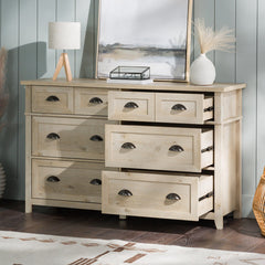 Double Dresser, 6 Drawers, Engineered Wood, White Oak