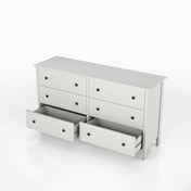 Double Dresser, 6 Drawers, Manufactured Wood, White