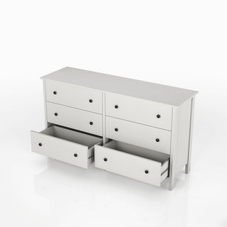 Double Dresser, 6 Drawers, Manufactured Wood, White