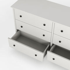 Double Dresser, 6 Drawers, Manufactured Wood, White