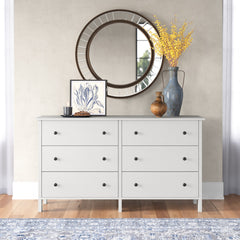 Double Dresser, 6 Drawers, Manufactured Wood, White
