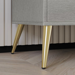 Double Dresser, 6 Drawers, Particle Board and Engineered Wood, Silver, Gold Metal Legs