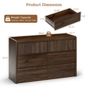 Double Dresser, 6 Drawers, Solid and Manufactured Wood, Walnut