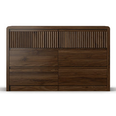 Double Dresser, 6 Drawers, Solid and Manufactured Wood, Walnut