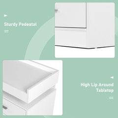 Double Dresser, 6 Drawers, Solid Pine Wood Frame, LED Lights, White