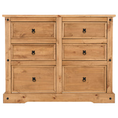 Double Dresser, 6 Drawers, Solid Wood and MDF, Black Metal Handles