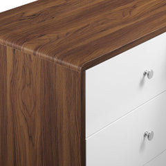Double Dresser, 6 Drawers, Walnut Grain Laminate, White Drawers