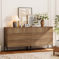 Double Dresser, 6 Push-to-Open Drawers, MDF and Laminate, Iron Legs
