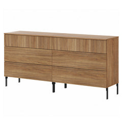 Double Dresser, 6 Push-to-Open Drawers, MDF and Laminate, Iron Legs